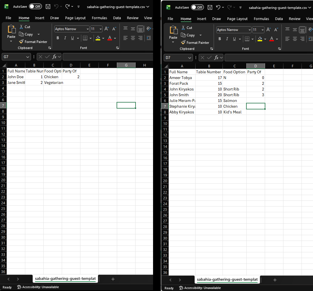 CSV template example