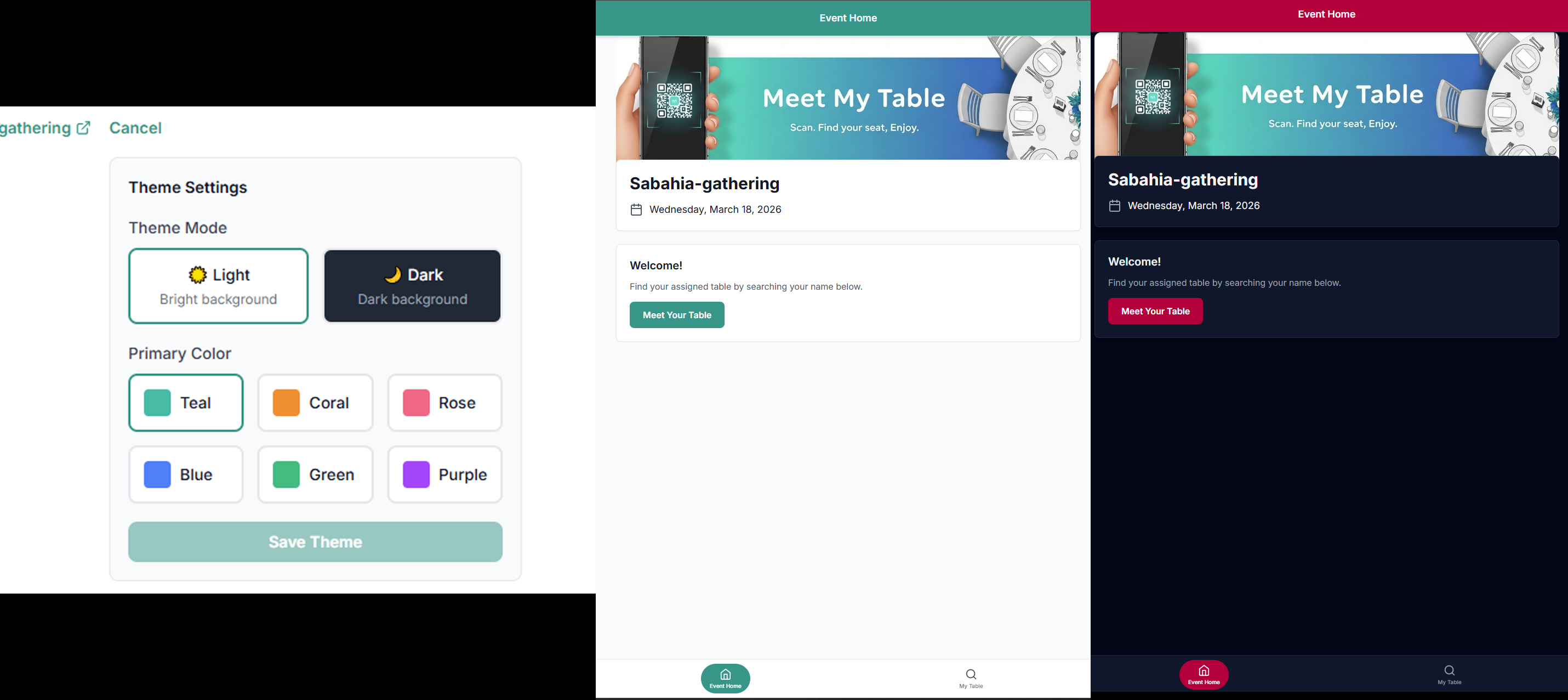 Theme showcase: multiple color options